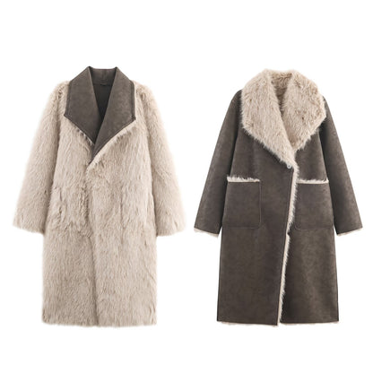 Damen Kunstpelz-Mantel Elegantes Design Norvielle