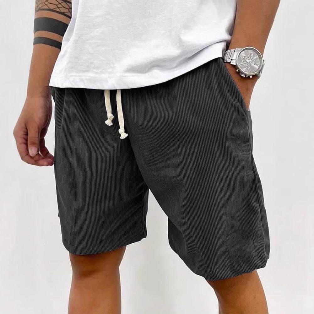 Herren Cord Shorts Kordelzug Beige