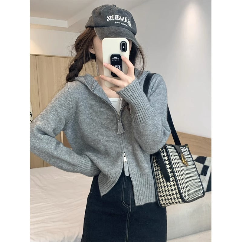 Damen Strickjacke Mit Hoodie Reißverschluss Leicht Norvielle - Norvielle