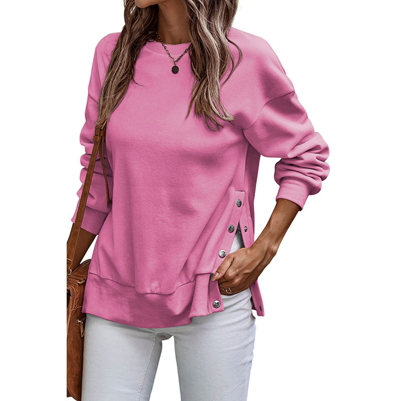 Damen Pullover Sweatshirt Lockere Passform Langarm Beige