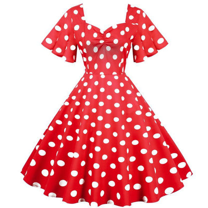 Damen Rockabilly Kleid Polka Dots Muster es Kleid