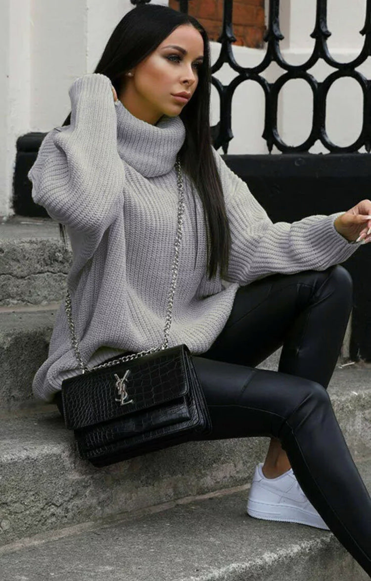 Damen Strickpullover Rollkragen Hochgeschlossen Norvielle