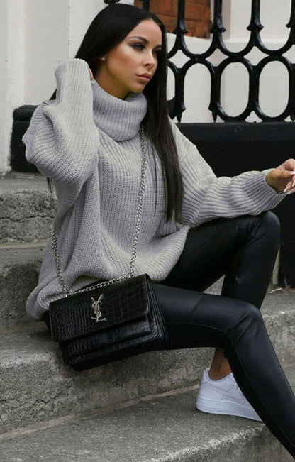 Damen Strickpullover Rollkragen Hochgeschlossen Norvielle