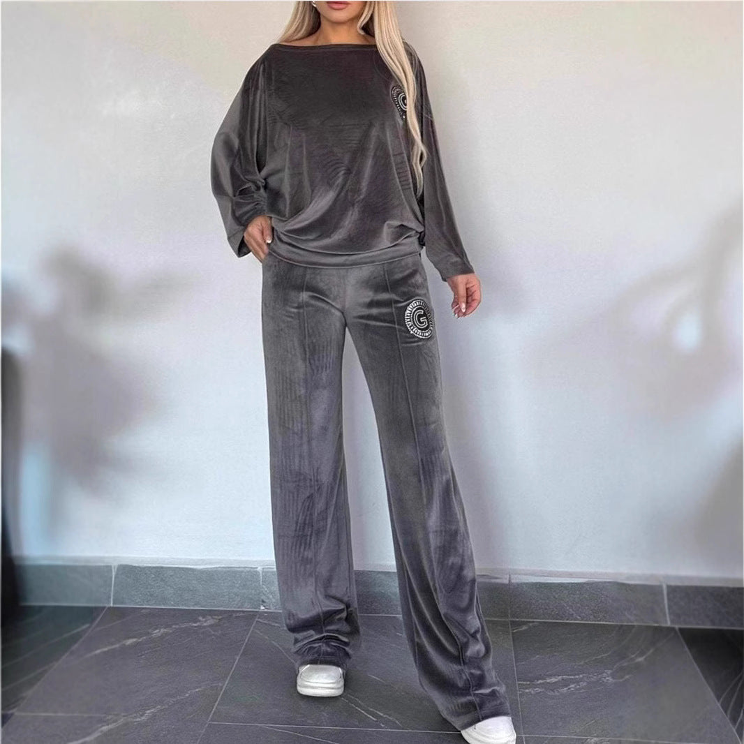Damen Casual Velvet Loungewear-Set Weich Norvielle