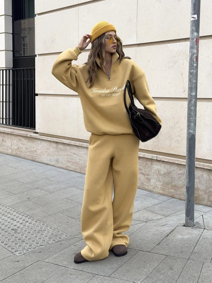 Damen Oversized Pullover Halbärmel Mit Reißverschluss Beige