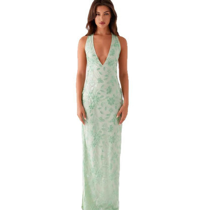 Damen Langarmkleid Spitze V-Ausschnitt Elegant Blumenmuster