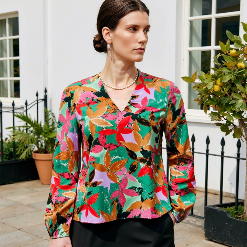 Damen Bluse Floralmuster Weiches Viskose - Norvielle