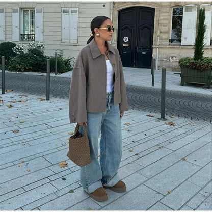 Damen Oversized Wollmantel Norvielle