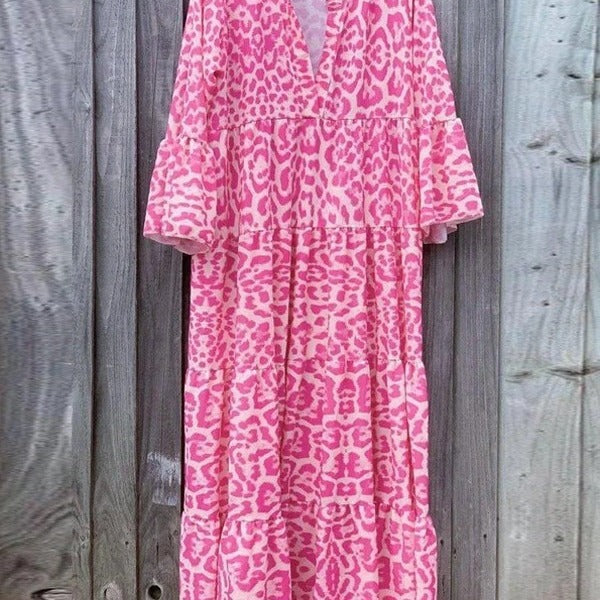 Damen Maxikleid Leoprint Elegantes Kleid Norvielle