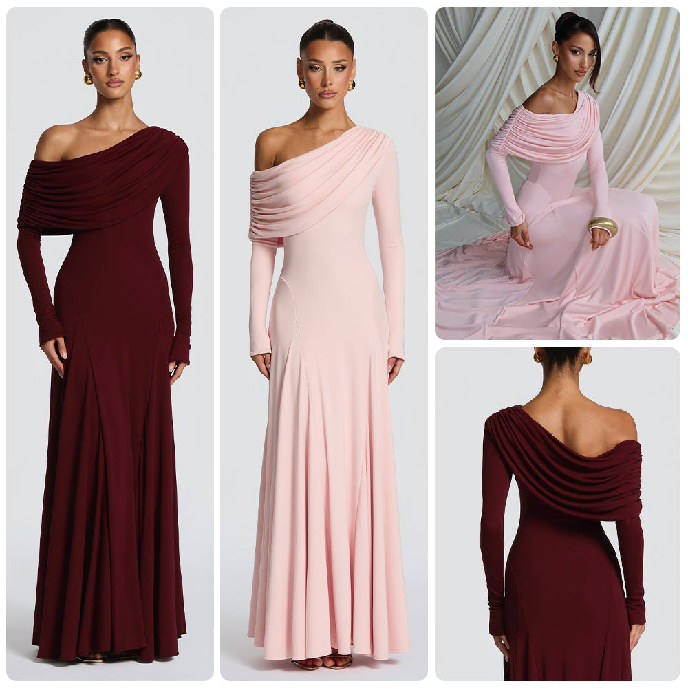 Damen Maxikleid Langarm Asymmetrisch Norvielle - Norvielle