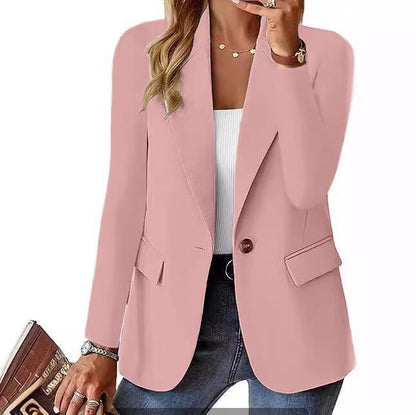 Damen Blazer Ein-Knopf-Verschluss Klassisches Revers