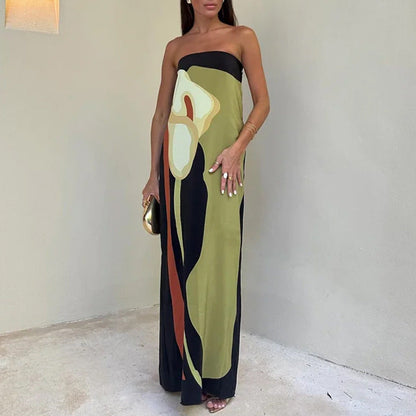 Damen Maxi-Kleid Moderner Kunststil Norvielle