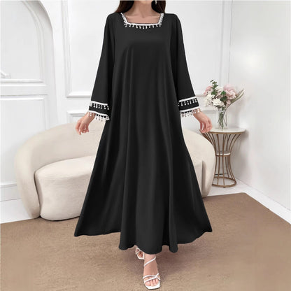 Damen Maxikleid Dekorative Fransen Weite Ärmel Norvielle