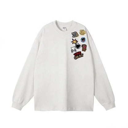 Damen Langarmshirt Originelle Applikationen Norvielle