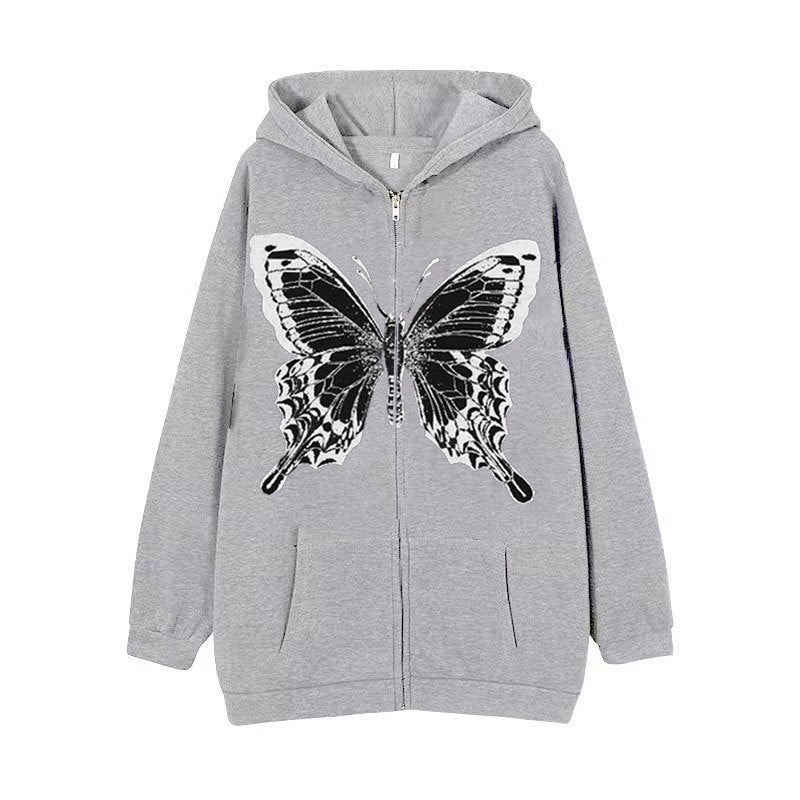 Damen Hoodie Schmetterlingsmotiv Baumwolle Norvielle