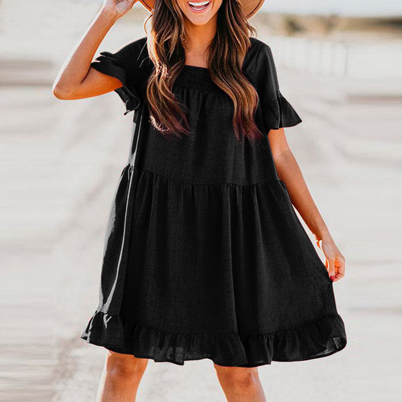 Damen Sommerkleid Rüschendetails Weite Ärmel Norvielle