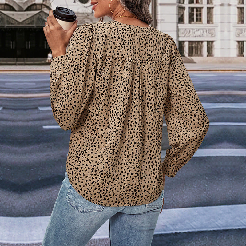 Damen Bluse Rüschendetails Punktmuster Norvielle
