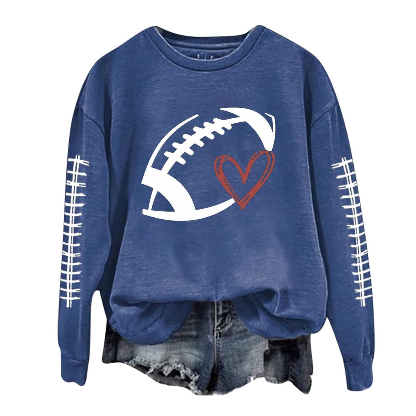 Damen Sweatshirt Fußball-Motiv Lässiger Schnitt Grau