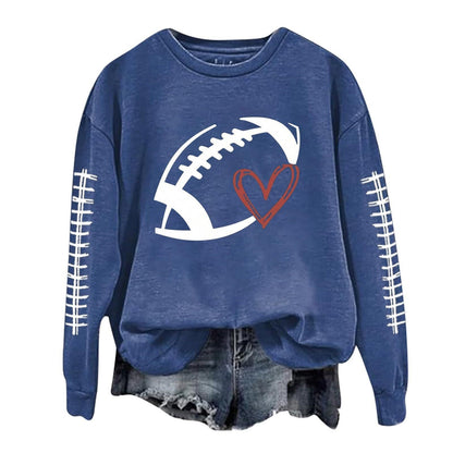 Damen Sweatshirt Fußball-Motiv Lässiger Schnitt Grau