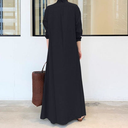 Damen Hemdblusenkleid Langer Ärmel Seitentasche Norvielle