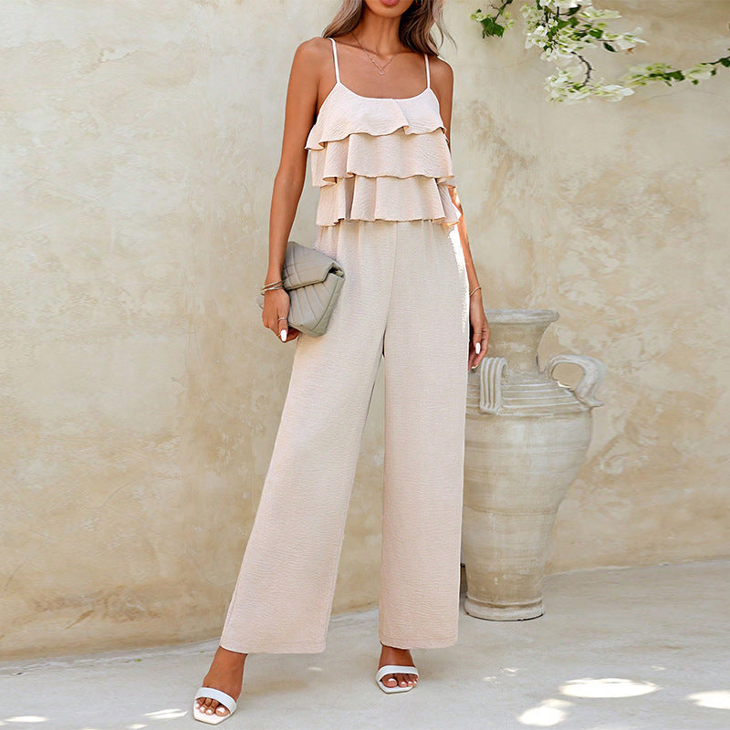 Damen Jumpsuit Luftig Rüschendetails Norvielle - Norvielle