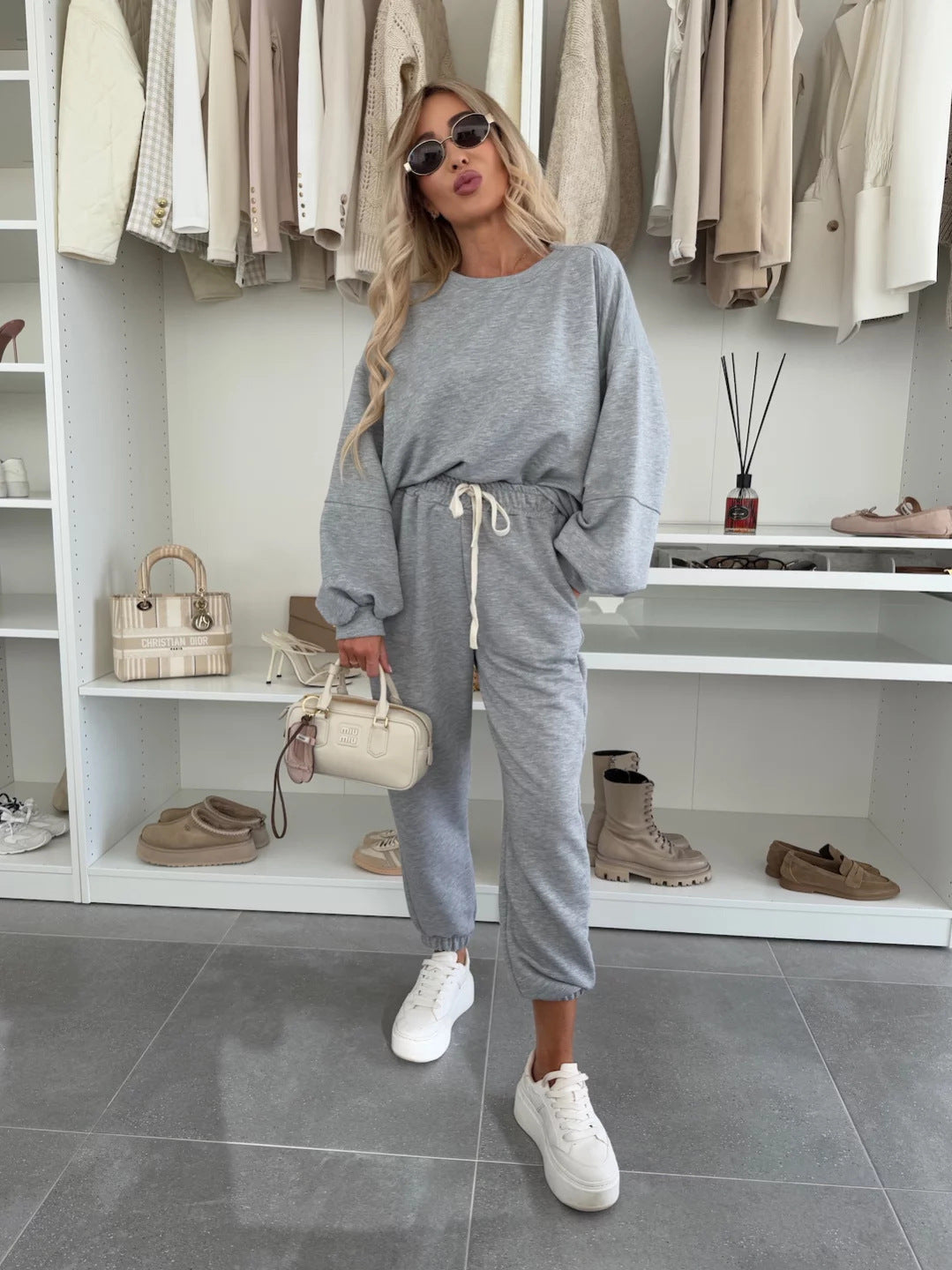 Damen Freizeitset Sweatshirt und Jogginghosen Elastisch Bequem