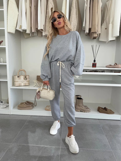 Damen Freizeitset Sweatshirt und Jogginghosen Elastisch Bequem