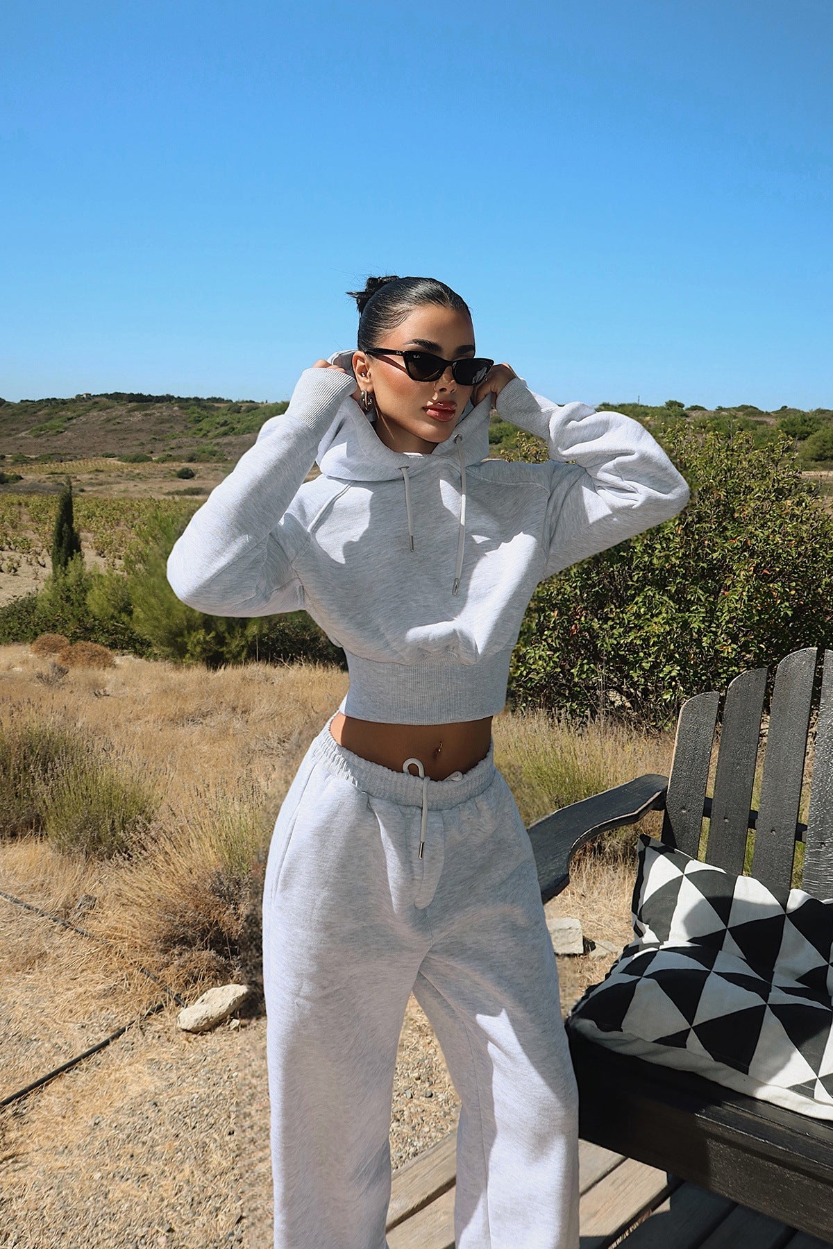 Damen Hoodie Jogginghose Set Baumwolle Lässig