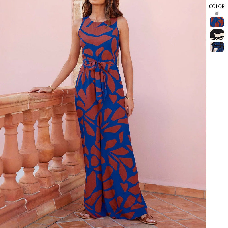 Damen Maxikleid Floral mit Bindegürtel Eleganter Schnitt - Norvielle