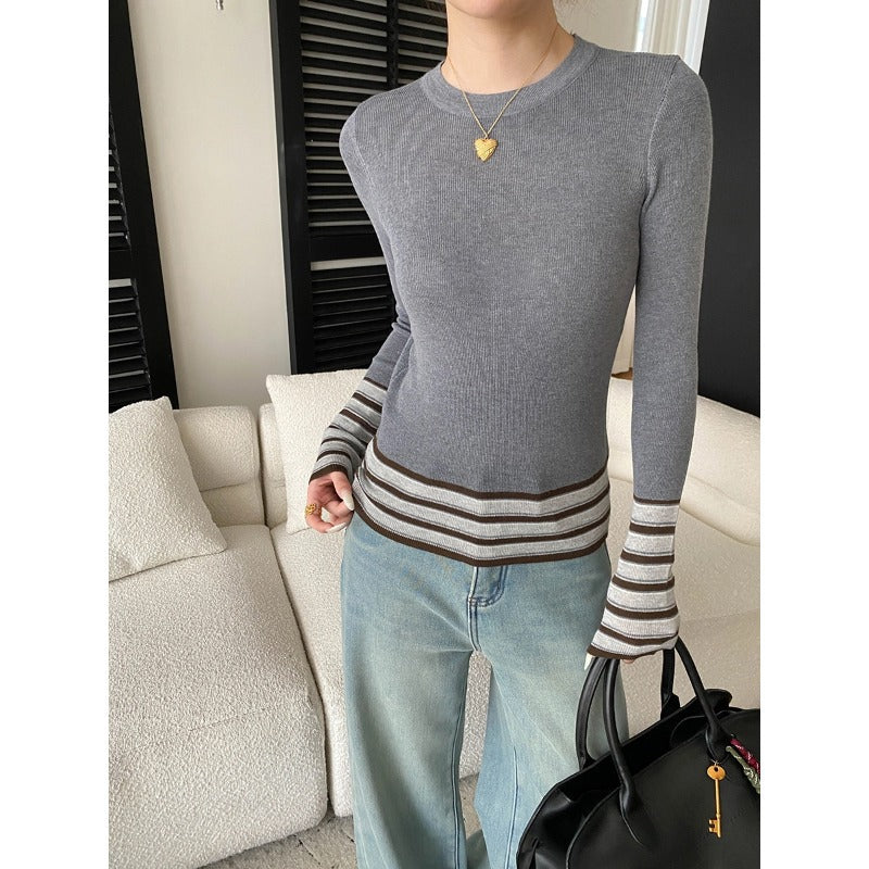 Damen Strickpullover Modische Streifen Norvielle