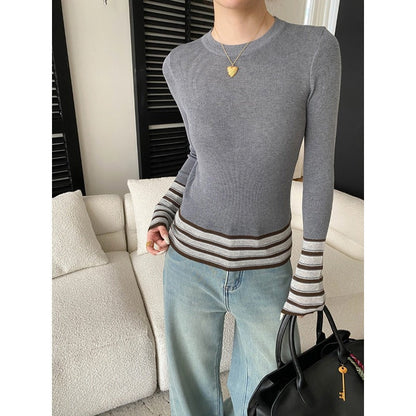Damen Strickpullover Modische Streifen Norvielle
