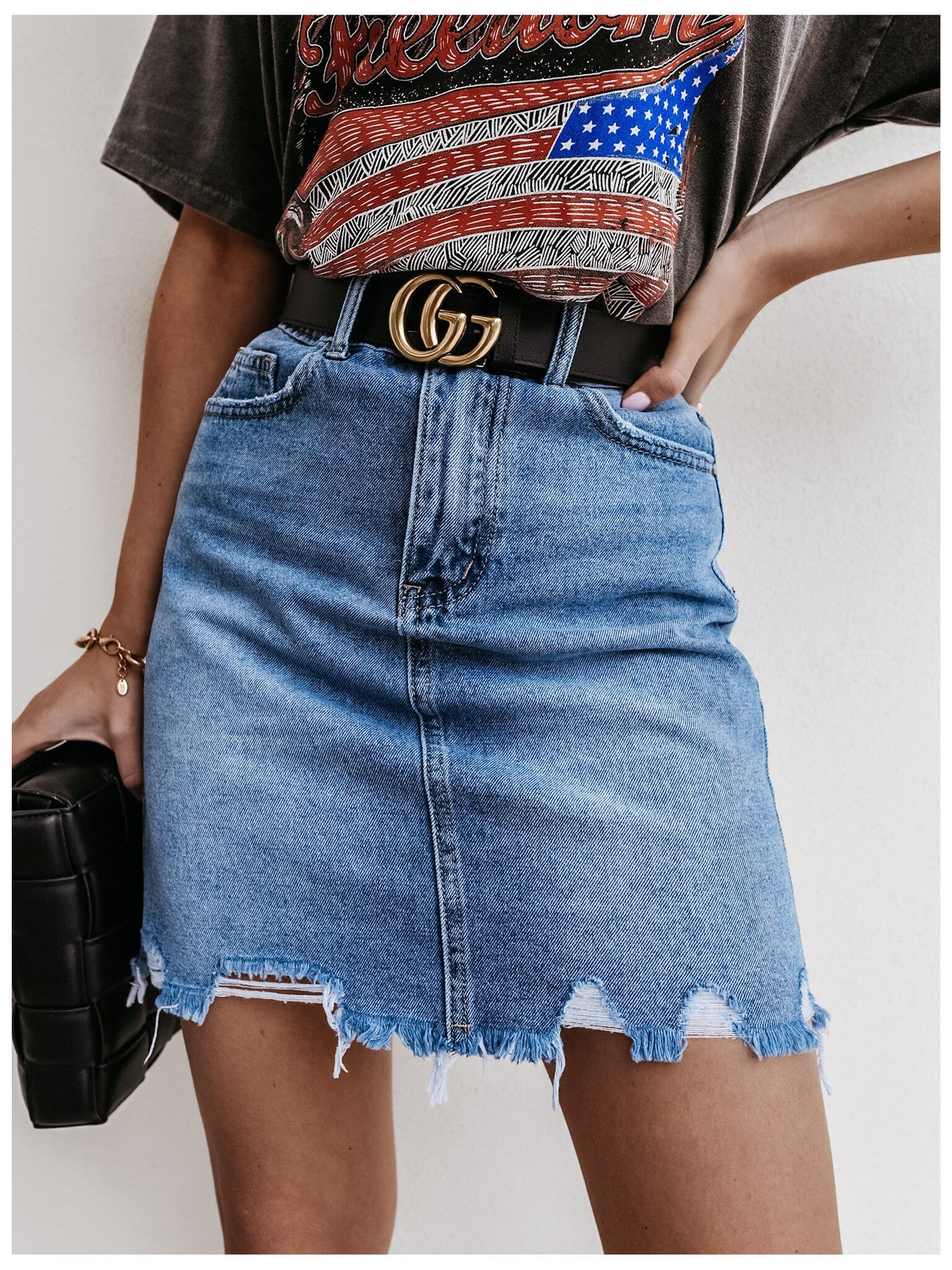 Damen Vintage Miniröcke Denim Franser Saum