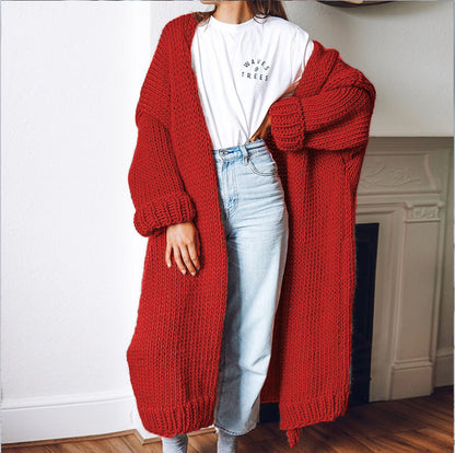 Damen Grobstrick Cardigan Oversized Bequem