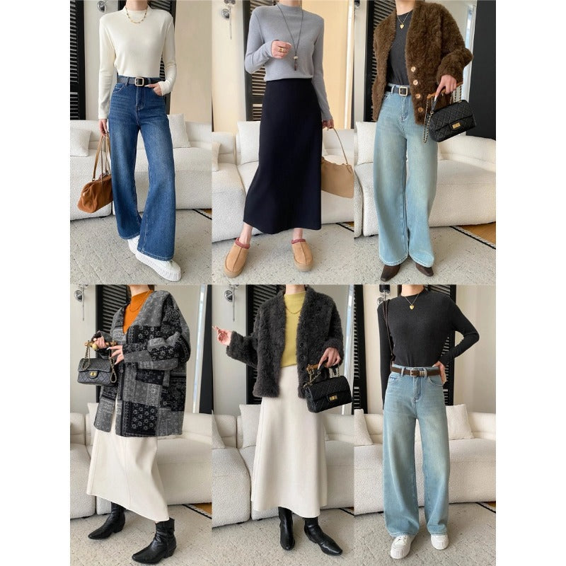 Damen Langarmshirt Rippstrick Figurbetont
