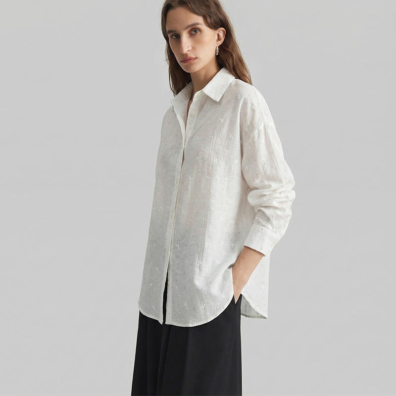 Damen Bluse Elegante Lockere Stickdetails Norvielle - Norvielle