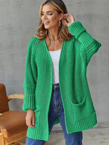 Damen Strickjacke Tiefen Taschen Strukturiert Norvielle