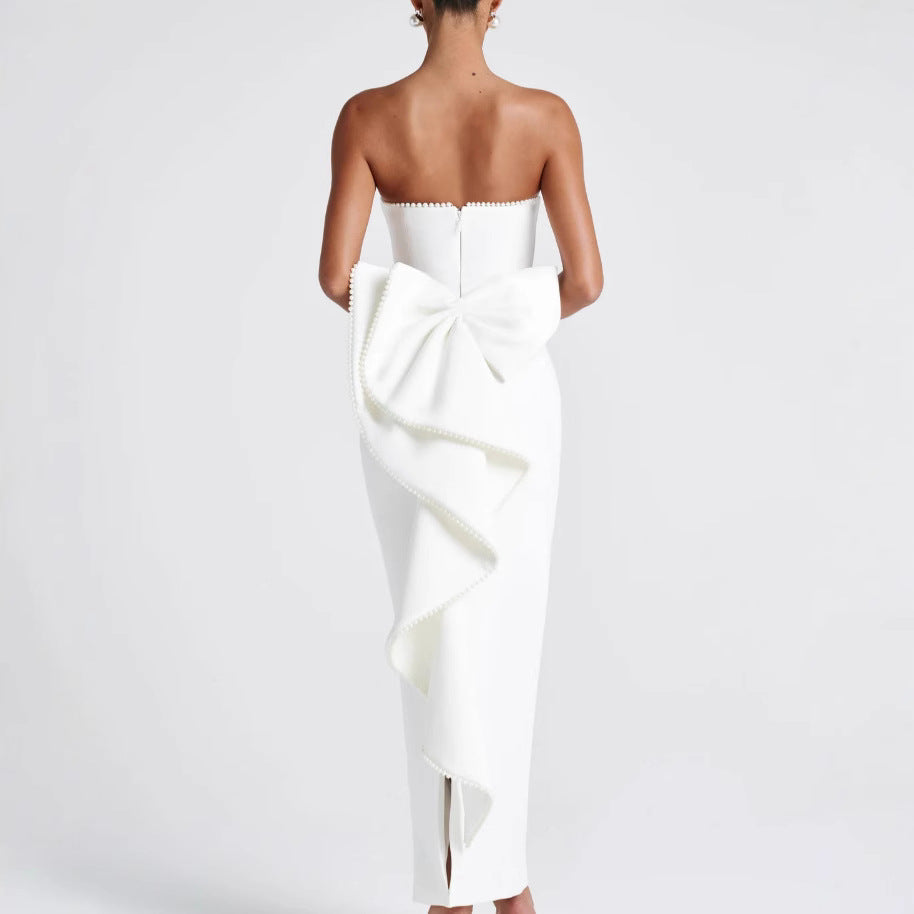 Damen Maxikleid Schulterfrei Rüschen