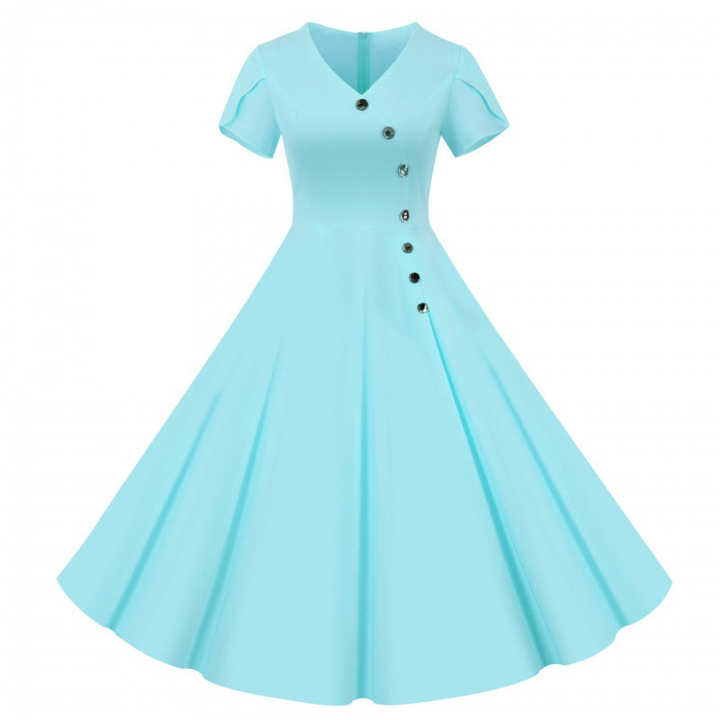 Damen Swingkleid V-Ausschnitt Weit Rock Norvielle