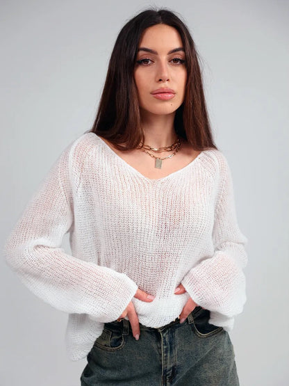 Damen Pullover Weiches Material Lässiger Look Beige