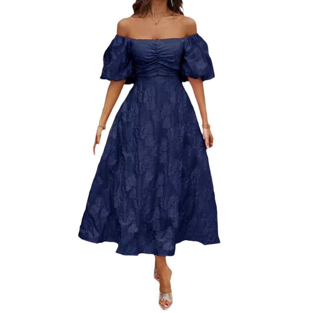 Damen Maxikleid A-Linie Voluminöse Ärmel Florales Design