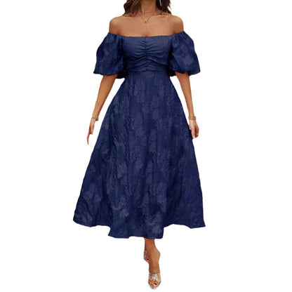 Damen Maxikleid A-Linie Voluminöse Ärmel Florales Design