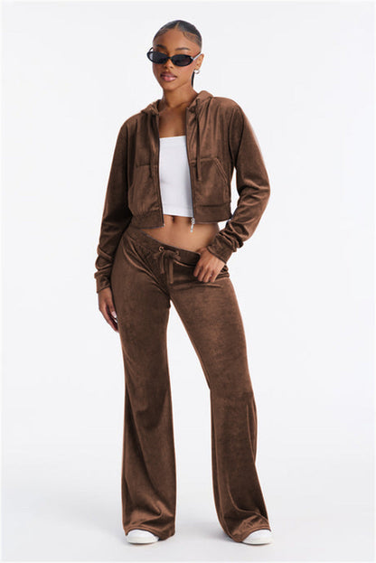 Damen Cropped Kapuzenjacke Stylischer Reißverschluss Praktische