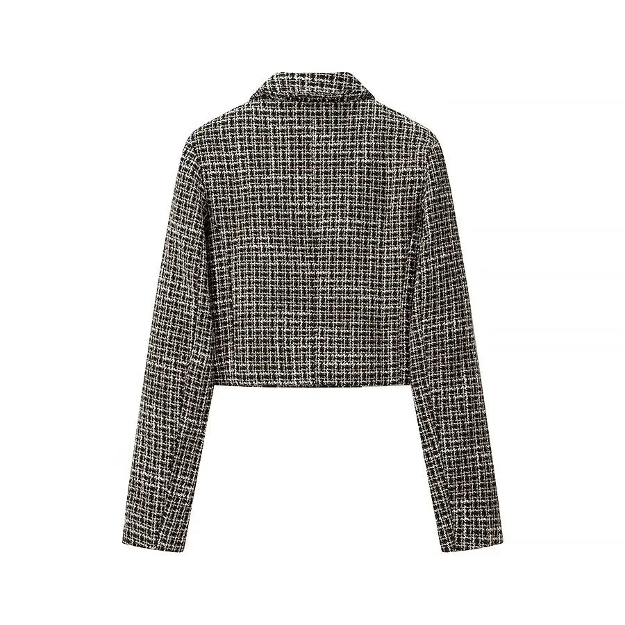 Damen Blazerjacke Kurz Tweed Elegant