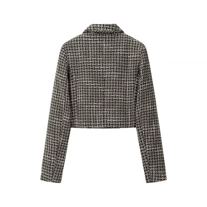 Damen Blazerjacke Kurz Tweed Elegant