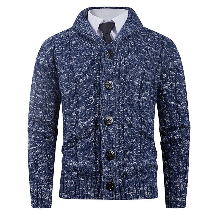 Herren Strickcardigan Zopfmuster Eleganter Schalkragen
