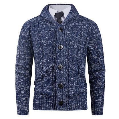 Herren Strickcardigan Zopfmuster Eleganter Schalkragen