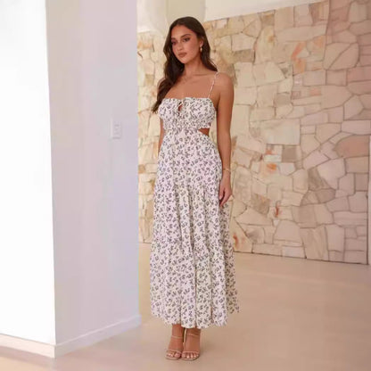 Damen Maxi-Kleid mit Raffung Spitzenakzente Norvielle