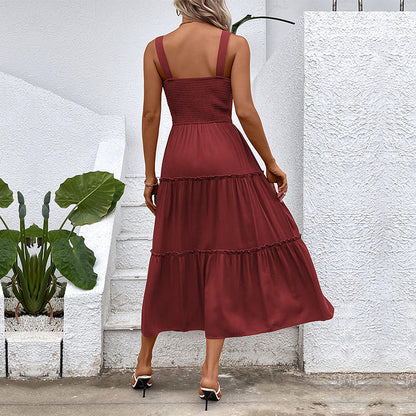 Damen Midikleid Luftige Rüschung Taillierter Schnitt Norvielle