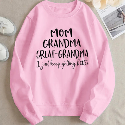 Damen Sweatshirt Kreativer Familienaufdruck Bequem Grün Norvielle