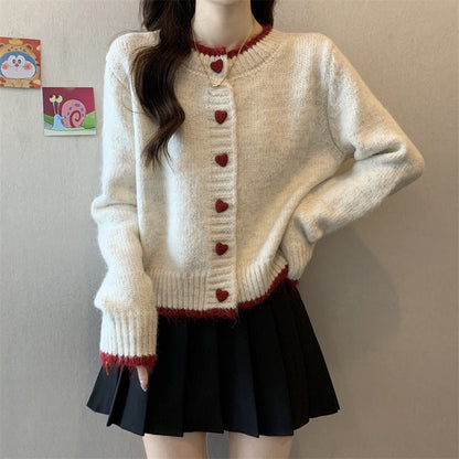 Damen Strickjacke Herzknöpfe Norvielle